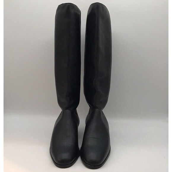 Hunt Club Equestrian Boot Women's 6M Black Leather Pull On Knee High Riding Shoe - Picture 2 of 11